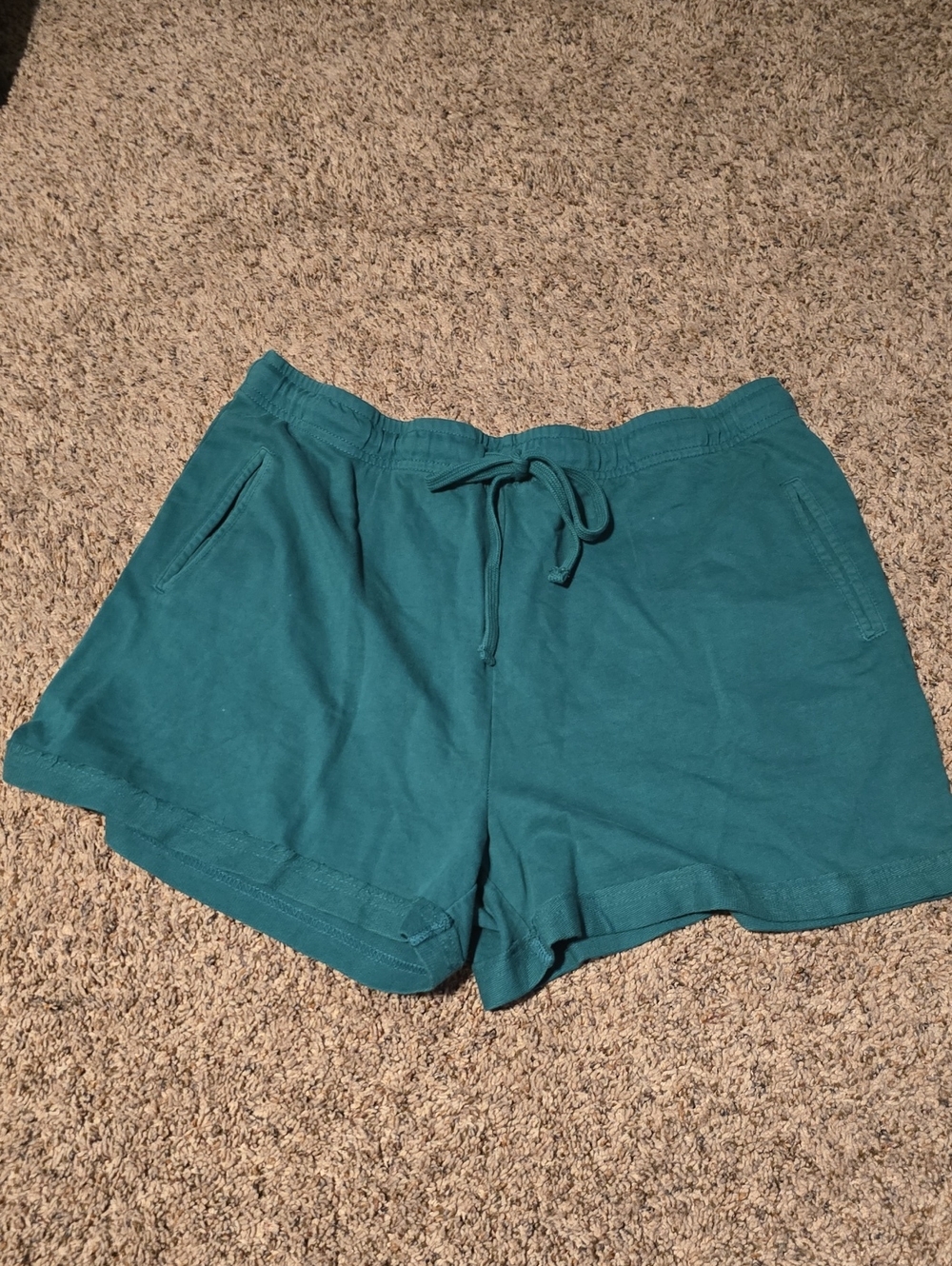 Double Zero Forest Green Drawstring Athletic Shorts With Pockets